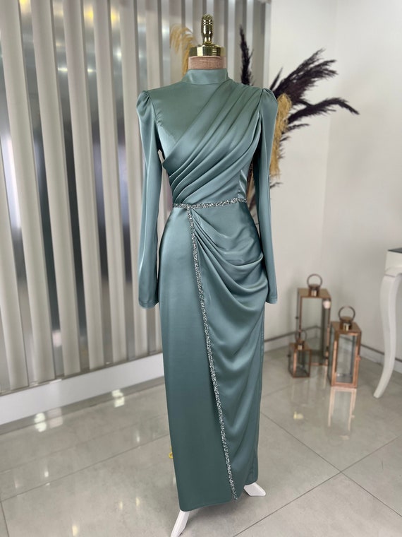 Satin Maxi Dress / Dubai / Islamic Clothing / Hijab / Prom Dress