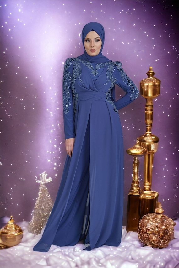 Vintage Muslim Clothes Women's Long Dress Dubai Dress Kaftan Abayas Robe  Islam Fancy Plain Prayer Evening Gown Dresses(Blue,S) at Amazon Women's  Clothing store