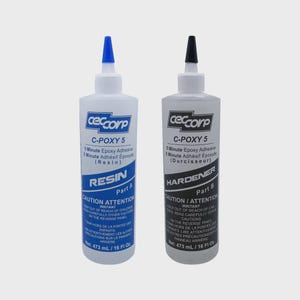 CECCORP C-POXY 5, colle époxy en cinq minutes (32 oz ensemble) - Prise rapide, durcissement rapide, colle époxy transparente, usage général