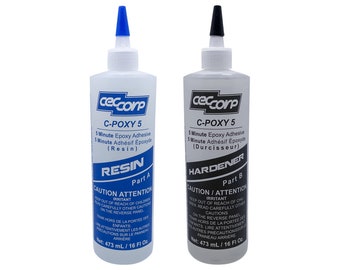 Five Minute Epoxy Glue Adhesive C-POXY 5 by CECCORP (32 Oz Combined) – Fast Setting, Quick Cure, Clear Epoxy Glue, General Purpose, 5 Minute