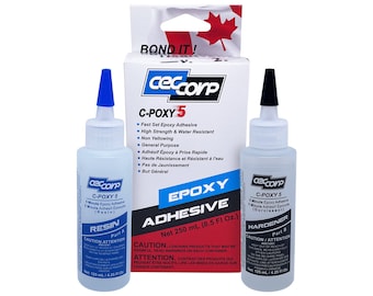 Five Minute Epoxy Glue Adhesive C-POXY 5 by CECCORP (8.5 Oz Combined) – Fast Setting, Quick Cure, Clear Epoxy Glue, General Purpose