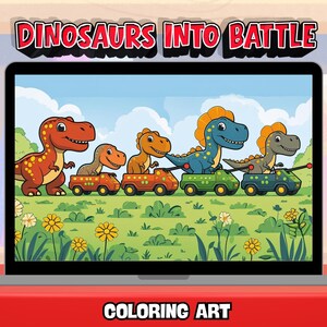 Målarbok för dinosaurier, pojkar, åldrar 4-8, dinosauriearmékrigare, stridssidor för barn, coola stegosaurus- och t-rex-aktiviteter, utskrivbara, digital nedladdning, 32 sidor bild 13