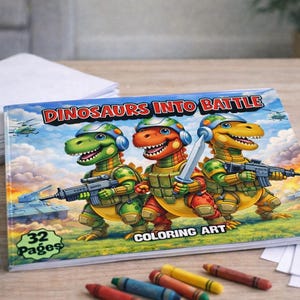 Målarbok för dinosaurier, pojkar, åldrar 4-8, dinosauriearmékrigare, stridssidor för barn, coola stegosaurus- och t-rex-aktiviteter, utskrivbara, digital nedladdning, 32 sidor bild 18