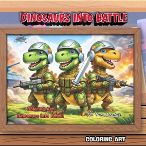 Målarbok för dinosaurier, pojkar, åldrar 4-8, dinosauriearmékrigare, stridssidor för barn, coola stegosaurus- och t-rex-aktiviteter, utskrivbara, digital nedladdning, 32 sidor bild 11
