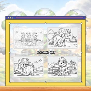 Målarbok för dinosaurier, pojkar, åldrar 4-8, dinosauriearmékrigare, stridssidor för barn, coola stegosaurus- och t-rex-aktiviteter, utskrivbara, digital nedladdning, 32 sidor bild 6
