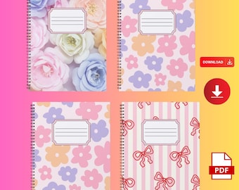 Colorful Composition Notebook Covers Bundle, 10 Printable School Cover Templates for Kids, Back to School Digital Download PDF, 2550x3300 PX