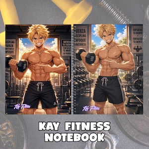 Muscular Anime Fitness Spiral Notebook | Gym Workout Journal, Training Log, Exercise Planner, Bodybuilding Gift for Men & Women