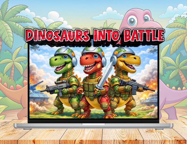 Målarbok för dinosaurier, pojkar, åldrar 4-8, dinosauriearmékrigare, stridssidor för barn, coola stegosaurus- och t-rex-aktiviteter, utskrivbara, digital nedladdning, 32 sidor bild 5