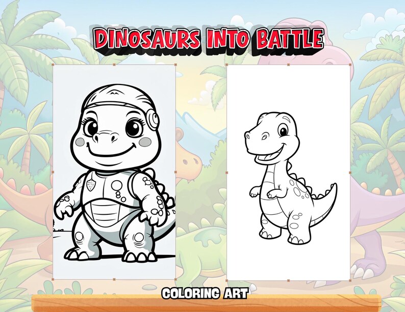 Målarbok för dinosaurier, pojkar, åldrar 4-8, dinosauriearmékrigare, stridssidor för barn, coola stegosaurus- och t-rex-aktiviteter, utskrivbara, digital nedladdning, 32 sidor bild 9