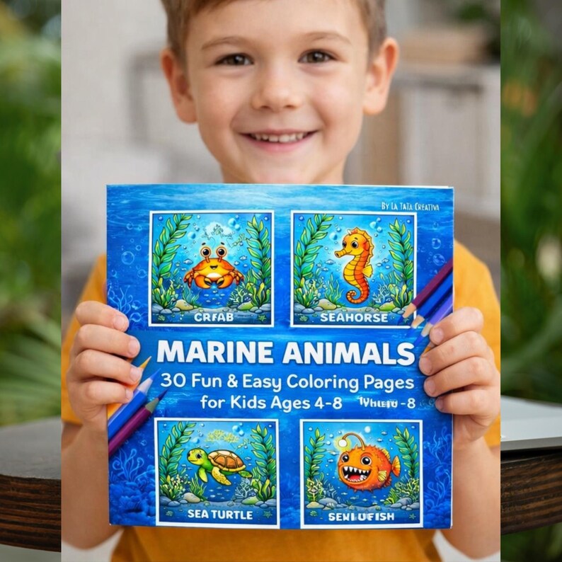 Marine Animals Coloring Book for Kids | 30 Easy Ocean Pages | Fun Sea ...