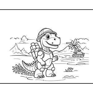 Målarbok för dinosaurier, pojkar, åldrar 4-8, dinosauriearmékrigare, stridssidor för barn, coola stegosaurus- och t-rex-aktiviteter, utskrivbara, digital nedladdning, 32 sidor bild 16