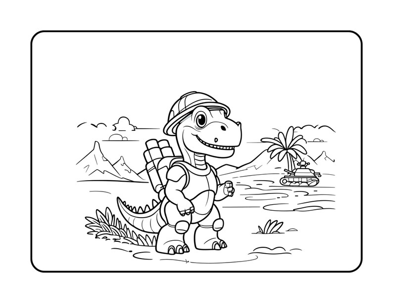Målarbok för dinosaurier, pojkar, åldrar 4-8, dinosauriearmékrigare, stridssidor för barn, coola stegosaurus- och t-rex-aktiviteter, utskrivbara, digital nedladdning, 32 sidor bild 16