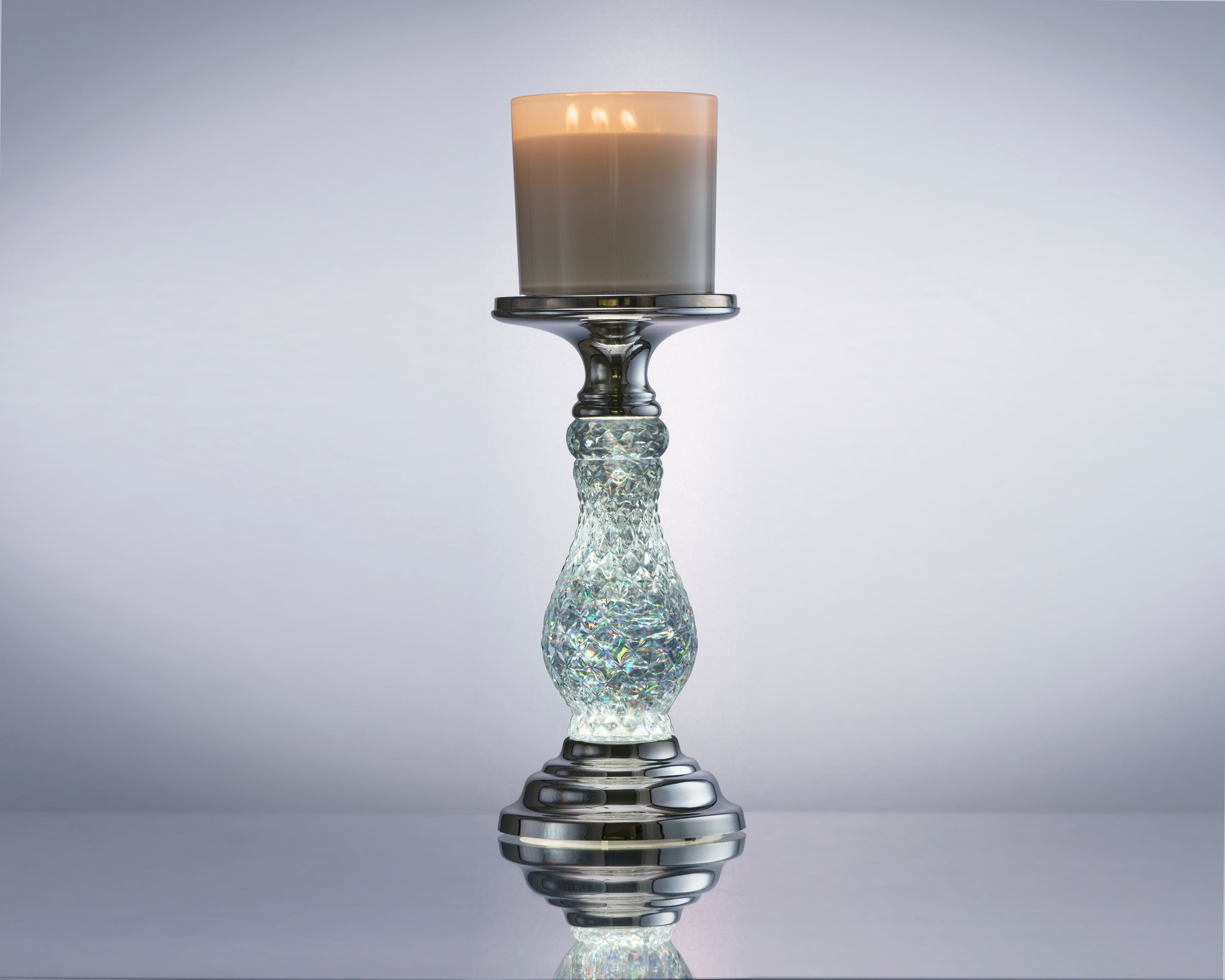 Bath And Body Works Silver Swirling Glitter 3-Wick Candle Pedestal