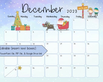 December 2023 Calendar (Christmas Theme)