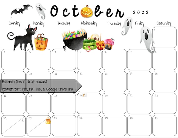 October 2022 Calendar Halloween Theme | Etsy