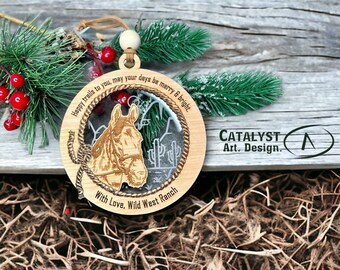 Horse ornament, Personalized western Horse Lover country girl boy rustic Christmas tree ornament, ranch, desert holiday ornament gift