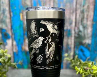 Bird Lover Tumbler, Full wrap bird species gift, Bird watcher gift To go Cup, Travel Mug Bird Lover Gift for Grandma & Grandpa, Coffee Lover
