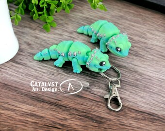 Mini Bearded Dragon Articulated Figure or Keychain Option, 3D Printed in Full Color, Unique Desk Pets Toys, Gifts for Fun, Sensory Fidget