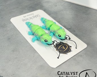 Bearded Dragon Earrings , 3d printed earrings, Mini 3D Printed Full Color, Unique earrings, Gift for Fun, Cool Quirky Friend Birthday gift