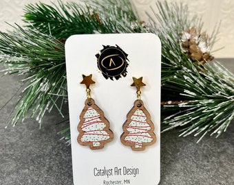 Holiday Tree Earrings, Holiday Cookie, Festive, Christmas, Dessert Inspired Earrings, Shape Earrings Snack For Women Charm Jewelry