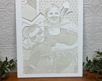 DIY Custom Painting from Photo, 8”x10”Laser Engraved Art Craft, Paint Your Photo into Canvas Artwork, Art Gift for Kids + Art Lovers