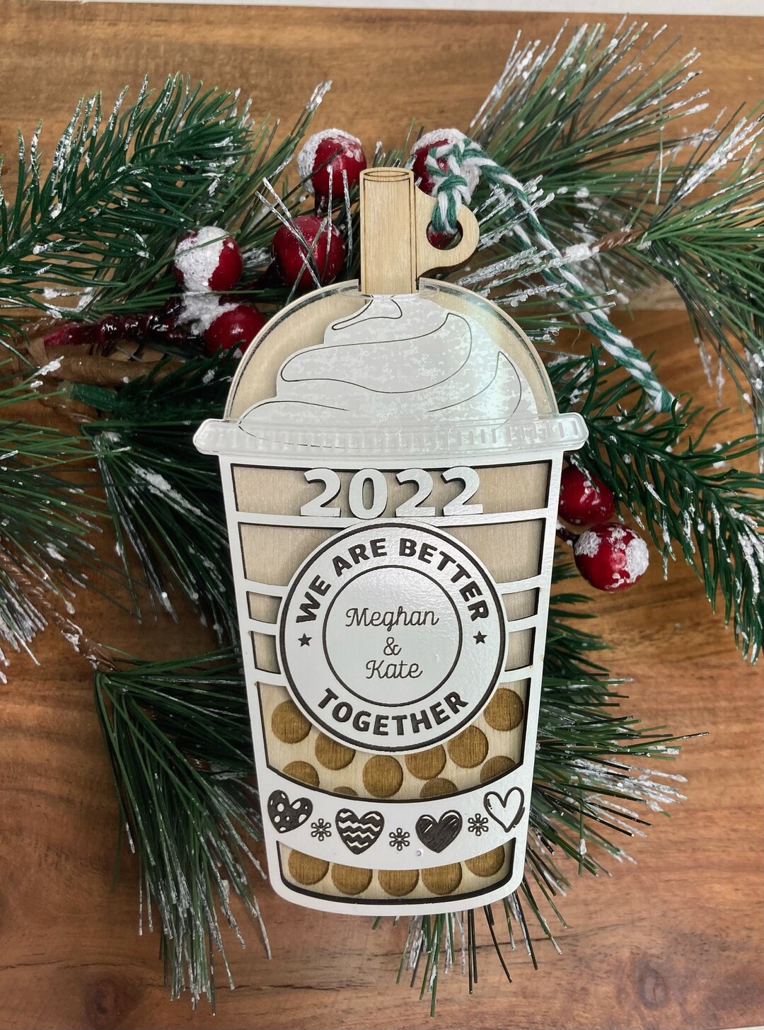 Personalized Name Boba Tea Ornament Custom Bubble Milk Tea Etsy