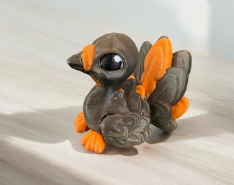 3D Printed Mini Turkey Fidget: Articulated Desk Pet, Thanksgiving Gift