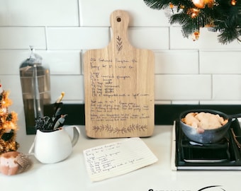 Custom Family Recipe Cutting Board, Personalized Christmas Gift, Grandma Mom Recipe Handwritten Keepsake, Family Recipe Heirloom