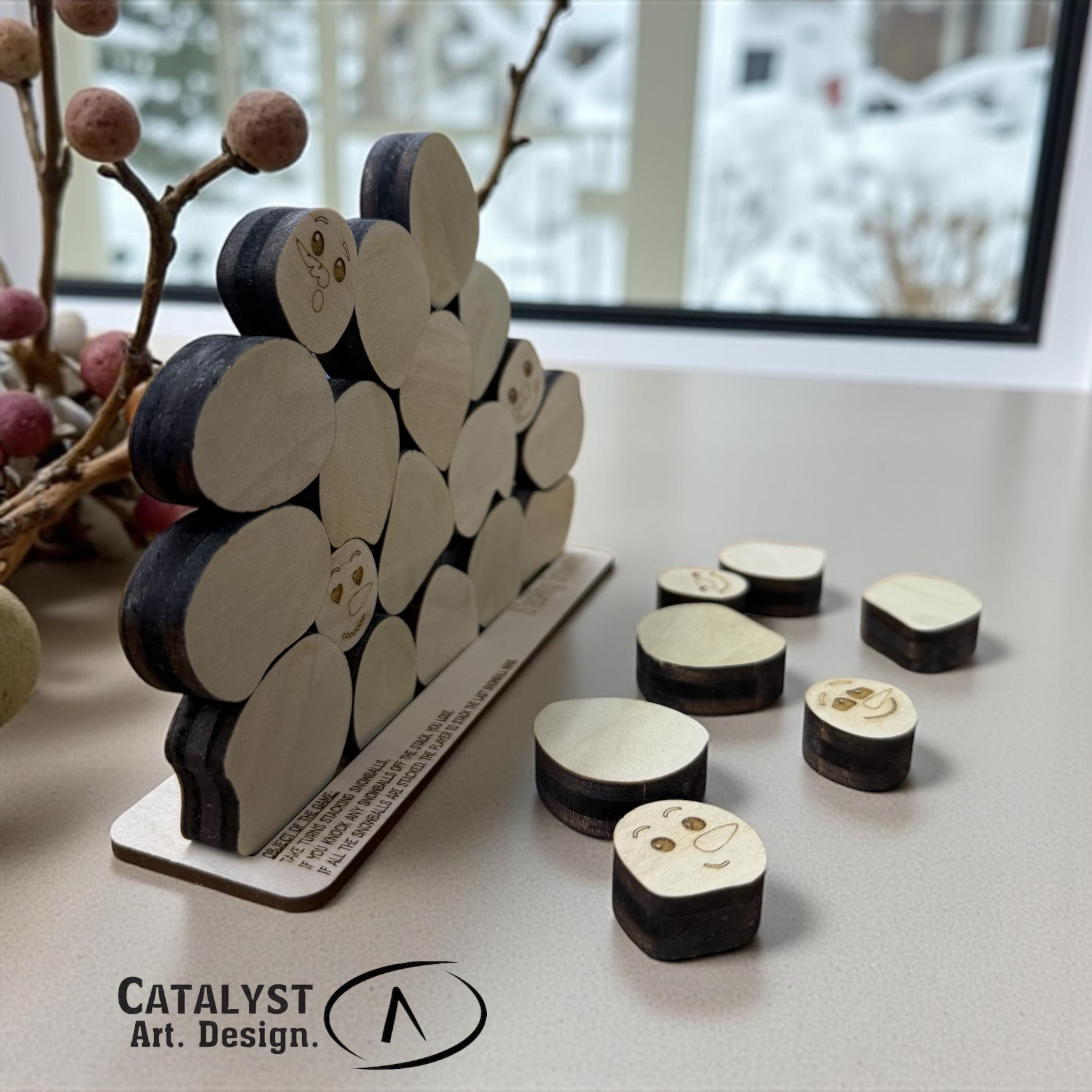 Plastic Stackable Snowman Stacking Snowman Wooden Game, Stack the Snowball Puzzle, Handcrafted ...