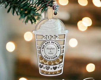 Personalized name Boba Tea Ornament, custom Bubble Milk Tea Home Decor, Boba Lover Stocking Stuffer gift, best friends Party Favor
