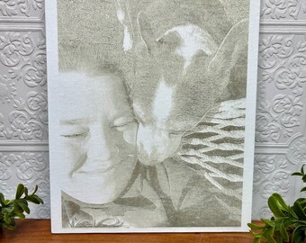 DIY Custom Painting from Photo, 11”x14”Laser Engraved Art Craft, Paint Your Photo into Canvas Artwork, Art Gift for Kids + Art Lovers