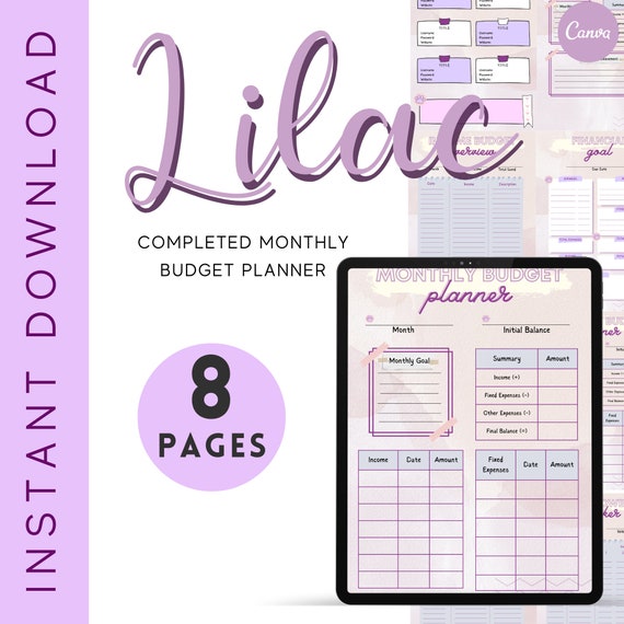 Editable Monthly Budget Planner Templates in Canva Financial Etsy
