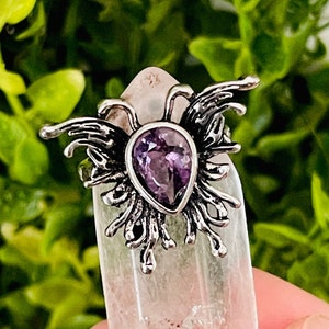 BEAUTIFUL Amethyst Butterfly Ring, Adjustable Amethyst Ring, Purple Gemstone Jewelry, February Birthstone, Healing Crystal Ring