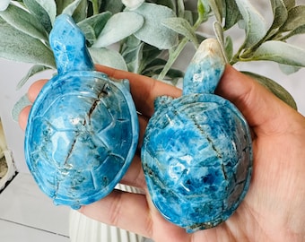Blue Apetite Crystal Turtle, Blue Crystal Carving, Blue Apetite Mineral, Natural Blue Apetite Tortoise, Home Decor, Crystal Decor