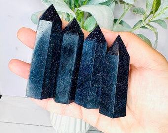 Blue Sandstone Crystal Points, Blue Goldstone Towers, Obelisk, Crystal Healing, Sandstone Generator, Blue Crystals, AgeofHealing