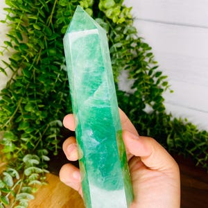 Green Fluorite Tower, Natural Green Fluorite Crystal Tower, Fluorite Obelisk, Statement Piece, Crystal Decor, Home Decor, Polished Fluorite