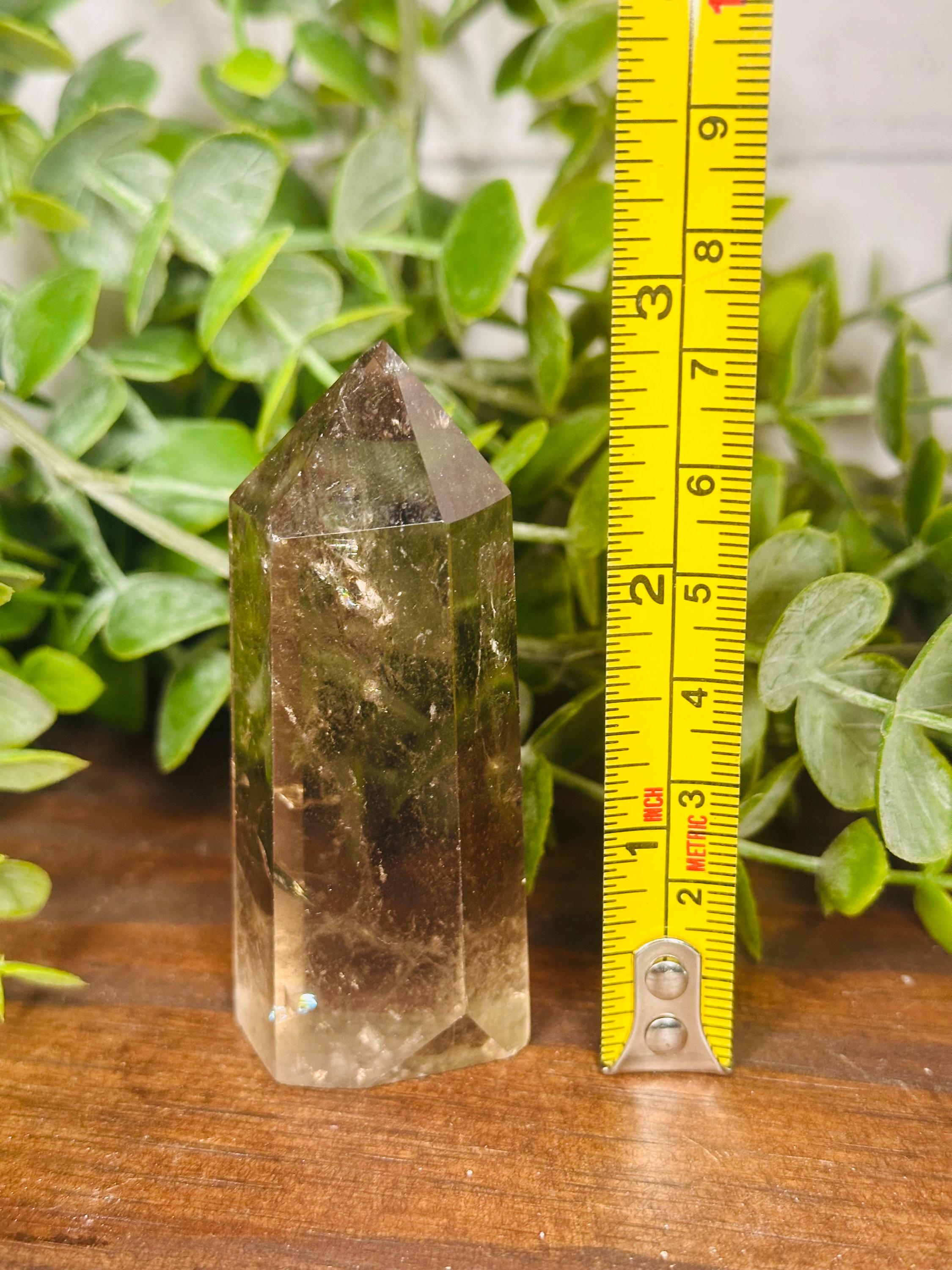 高品質のスモーキークォーツタワー、虹のスモーキークォーツ