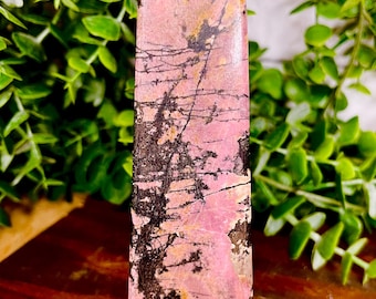 Chunky Rhodonite Crystal Tower,Rhodonite Obelisk, Pink Rhodonite Crystal, Natural Minerals, Polished Rhodonite, Home Decor, Crystal Gift