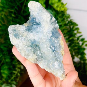 Celestite Crystal Cluster, Raw Celestite Geode, Large Celestine Stone, Blue Crystal, Calming Energy, Crystal Decor, Home Decor