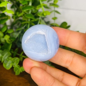 Druzy Blue Lace Agate Sphere, Blue Chalcedony, Blue Lace Sphere with Druzy Cave, Calming Energy, Healing Stones, Crystal Decor