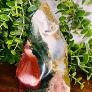 RARE Ocean Jasper Flame, Ocean Jasper Crystal Freeform, Ocean Jasper Statement Piece, Metaphysical Crystals, Home Decor, Crystal Gift
