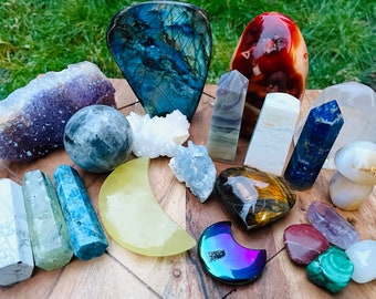 AMAZING Crystal Mystery Box, Mystery Box full of Crystal Surprises, Crystal Towers, Spheres, Raws, Polished Stones, Choose Your Size