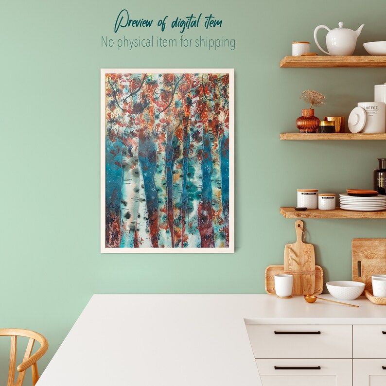 Birch Trees Printable Artwork, Printable Birch Tree Wall Decor, Home ...