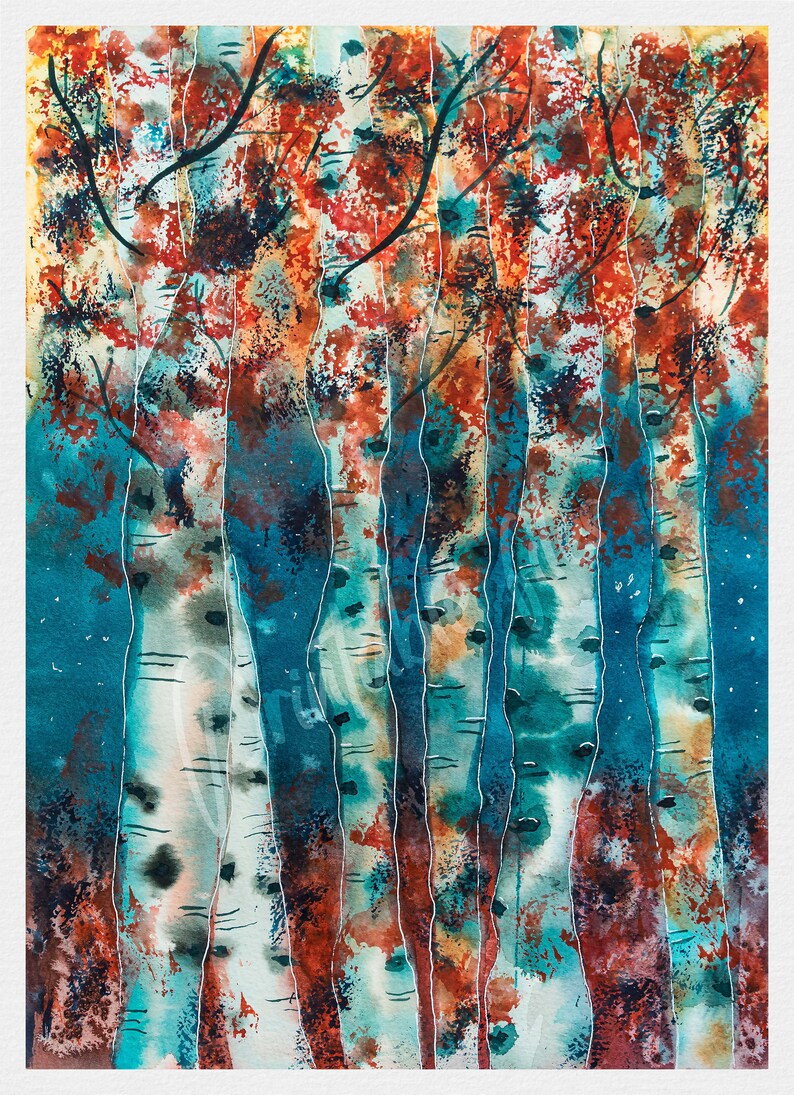 Birch Trees Printable Artwork, Printable Birch Tree Wall Decor, Home ...