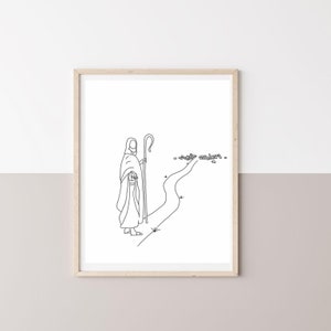 Come Follow Me Simple Modern Picture of Christ Line Drawing