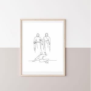 Erste Vision Einfaches Modernes Bild von Christus Strichzeichnung Schwarzweiß