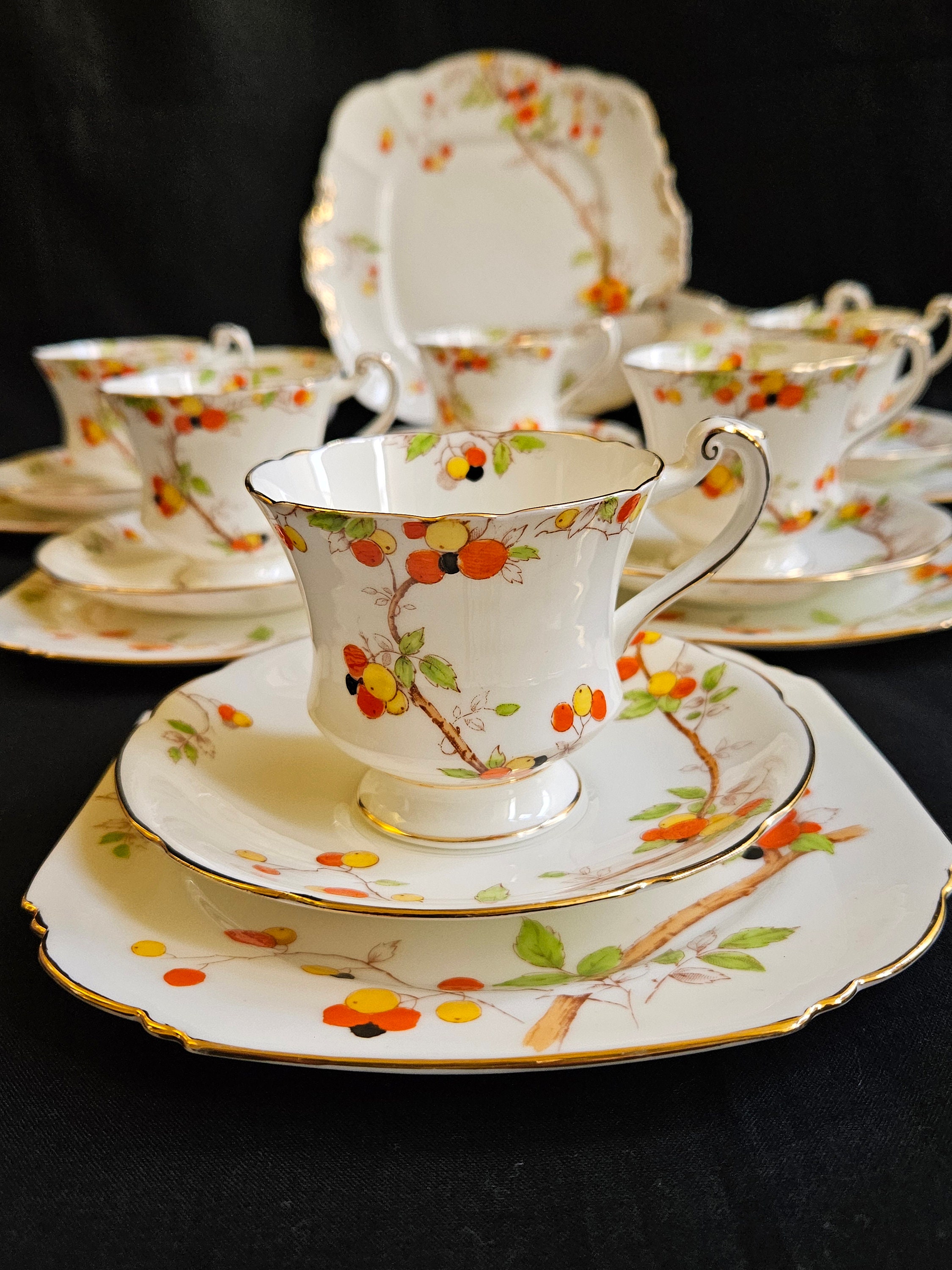 Royal Paragon Bone China Orchard Pattern Teaset. Hand-painted Made in ...