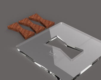 Bow Tie Inlay Template Kit, Acrylic Router Jig with Walnut, Maple and Cherry Inlays