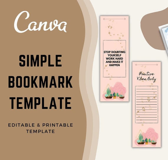 printable bookmark template canva bookmark template etsy