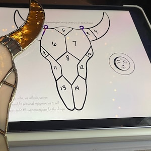 Beginner pattern,  Stained glass bull skull pattern, beginner pattern, holiday gift, christmas gift, fall stained glass pattern